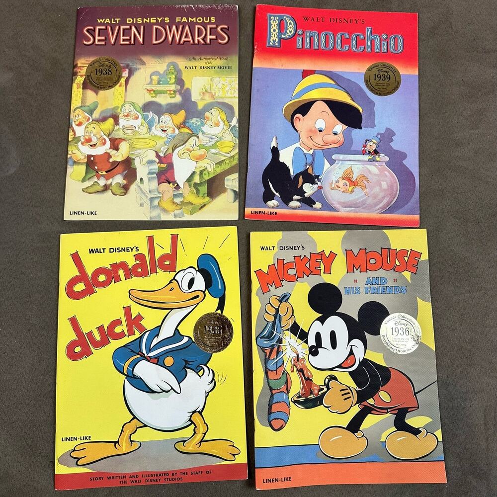 Disney Vintage Collection 4 Book Set Republished Mickey Mouse Donald Duck Dwarfs